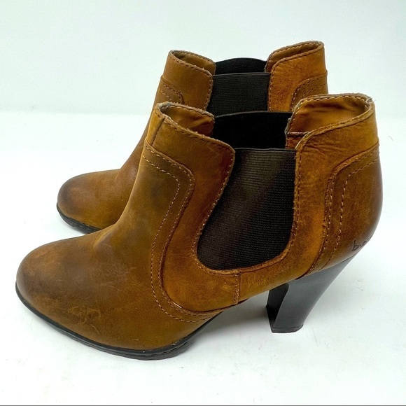 BOC Leather Heeled Boots Brown Side Zip Round Toe Size 7 - Picture 1 of 10
